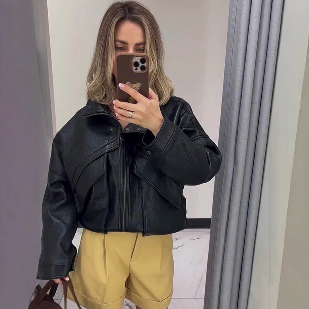 Damer Oversized Konstläderjacka med dekorativa detaljer Mirla-Eva Jonsson