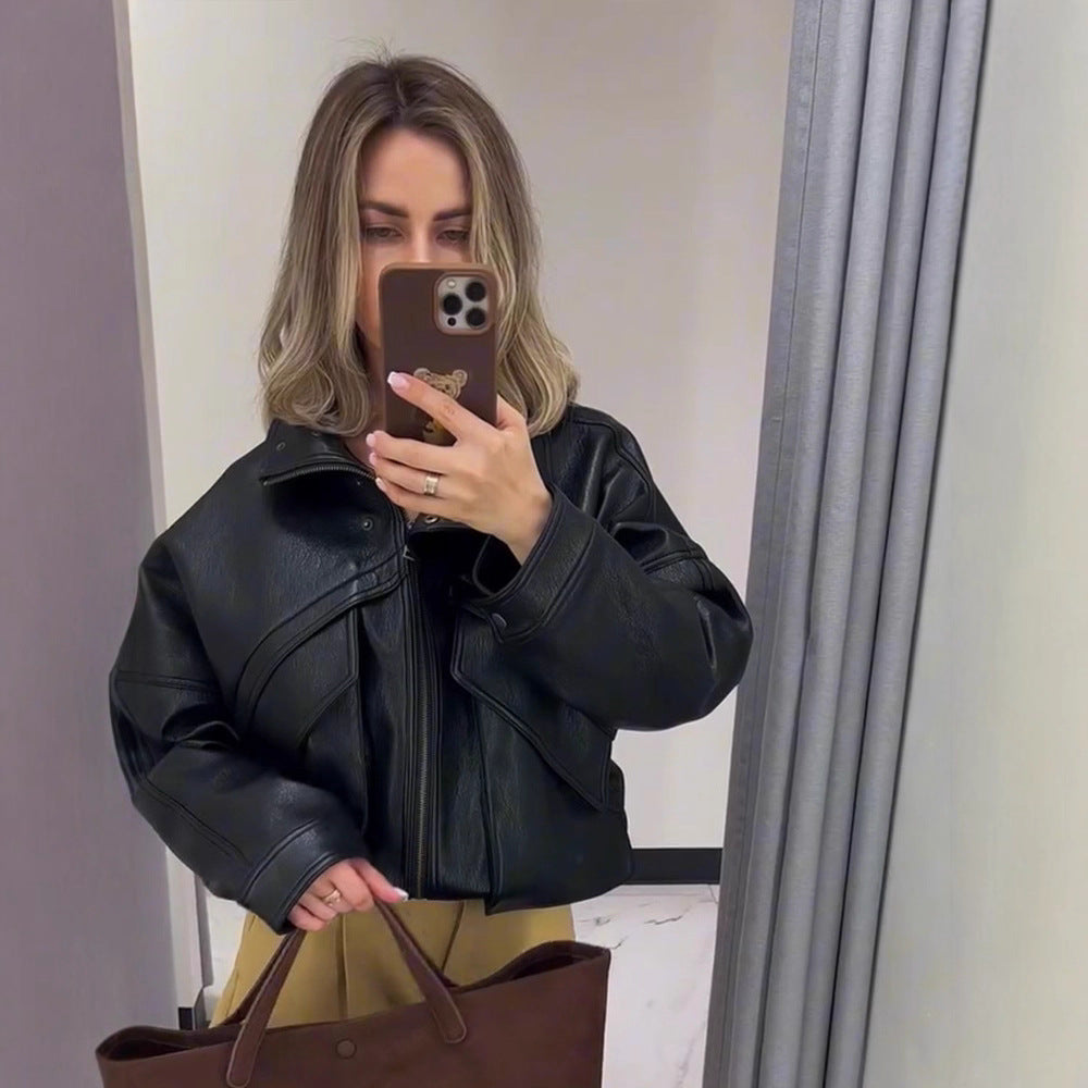 Damer Oversized Konstläderjacka med dekorativa detaljer Mirla-Eva Jonsson