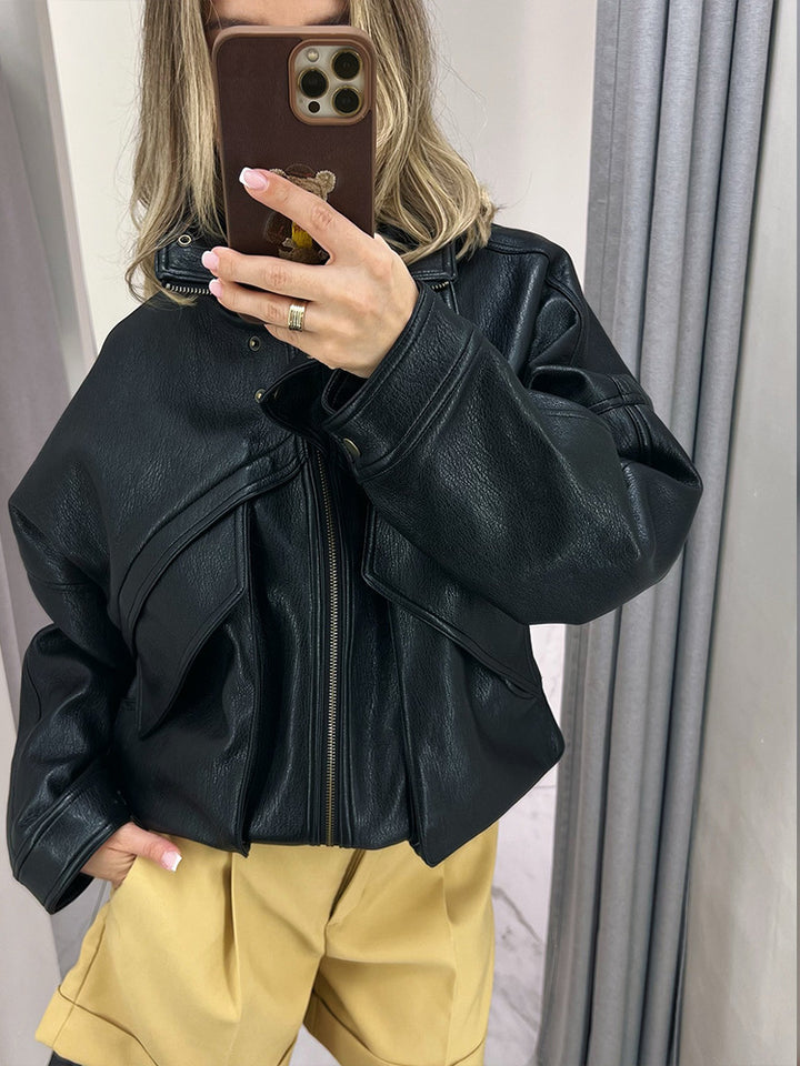 Damer Oversized Konstläderjacka med dekorativa detaljer Mirla-Eva Jonsson