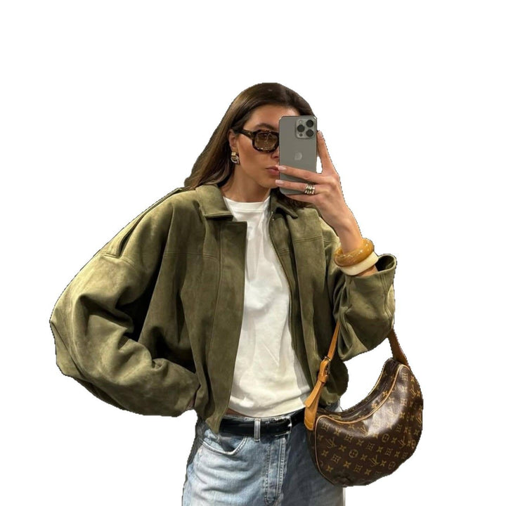 Damer Oversized Konstläderjacka med modern skärning och trendig resår Mirla-Eva Jonsson