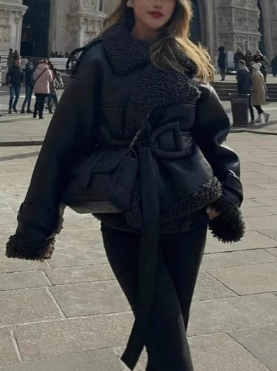 Damer Oversized Konstläderjacka med mysigt foder Mirla-Eva Jonsson