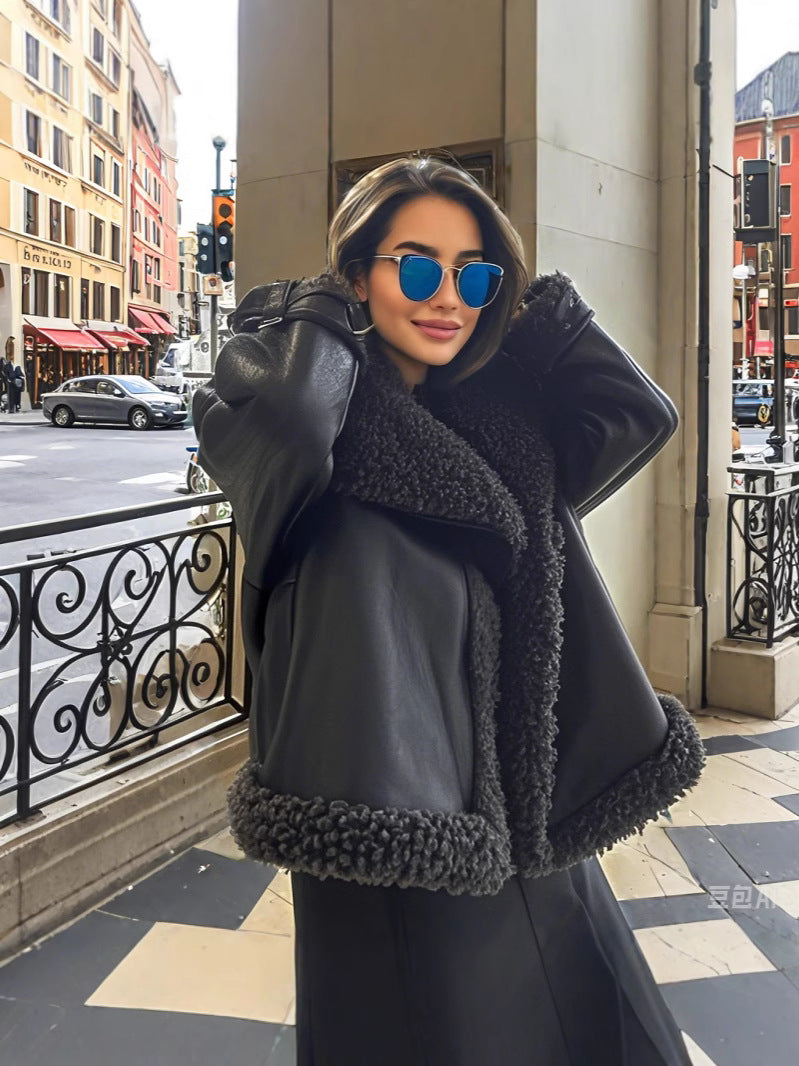 Damer Oversized Konstläderjacka med mysigt foder Mirla-Eva Jonsson