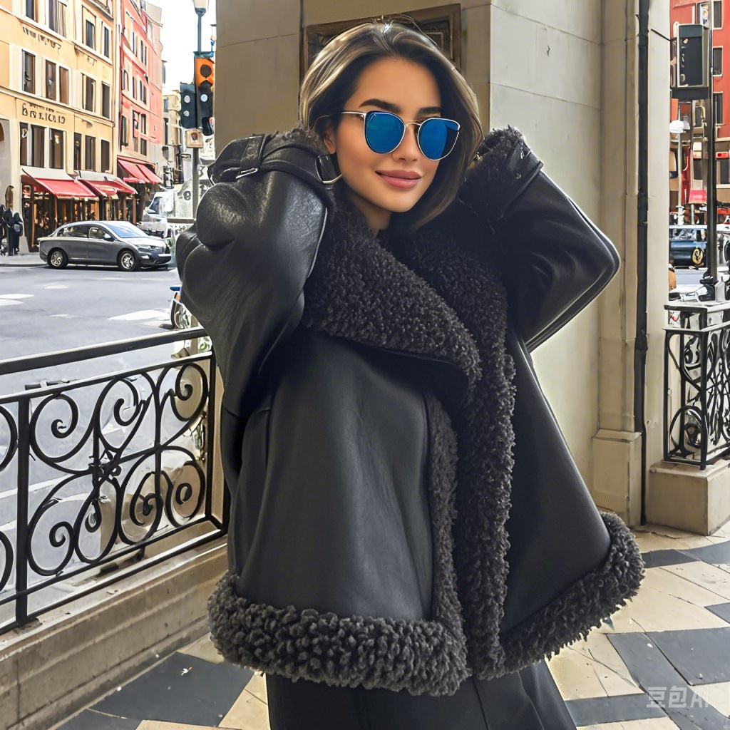 Damer Oversized Konstläderjacka med mysigt foder Mirla-Eva Jonsson