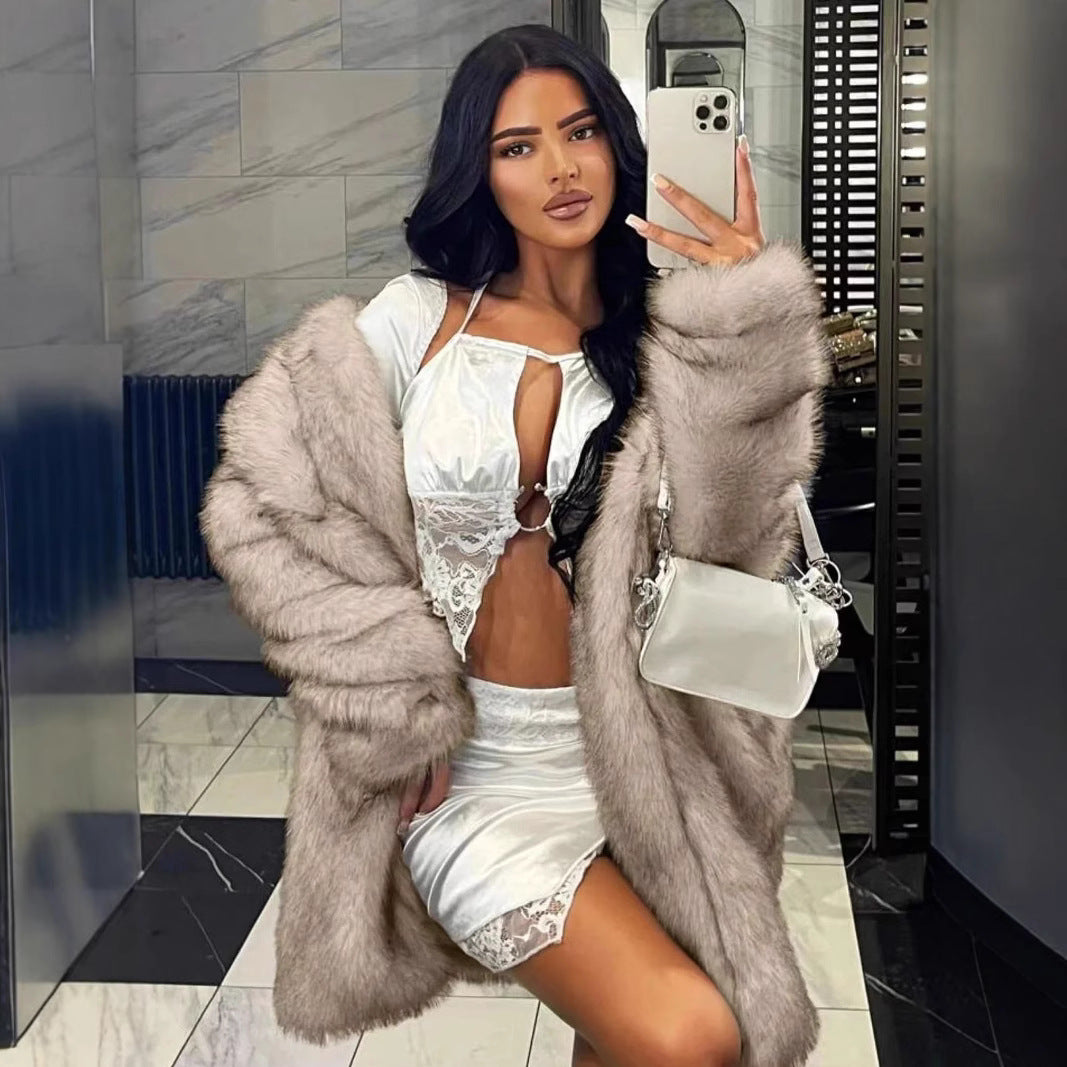 Damer Oversized Konstpälsjacka med lyxigt foder och elegant skärning Eva Jonsson-Eva Jonsson