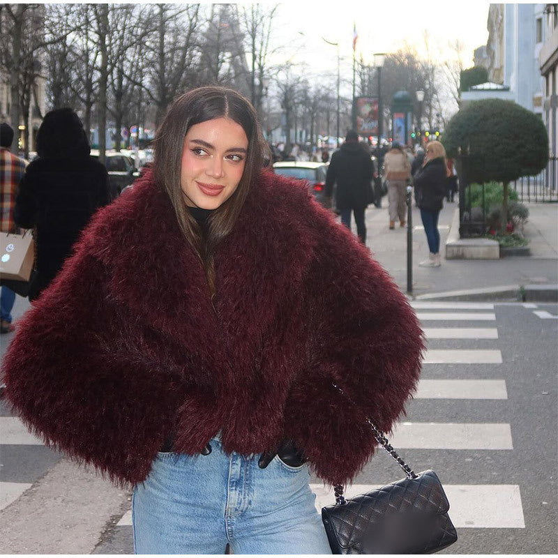 Damer Oversized Konstpälsjacka med voluminösa Ärmar Mirla-Eva Jonsson