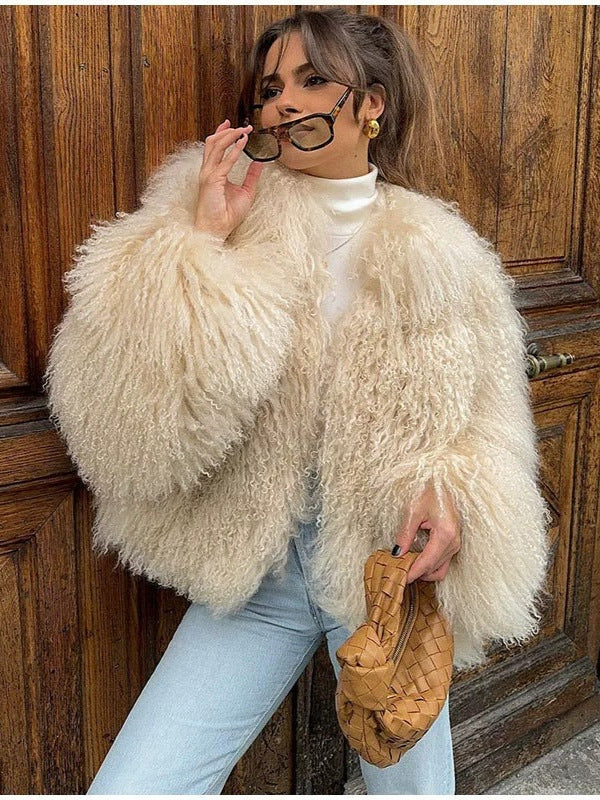 Damer Oversized Konstpälsjacka med voluminösa Ärmar Mirla-Eva Jonsson