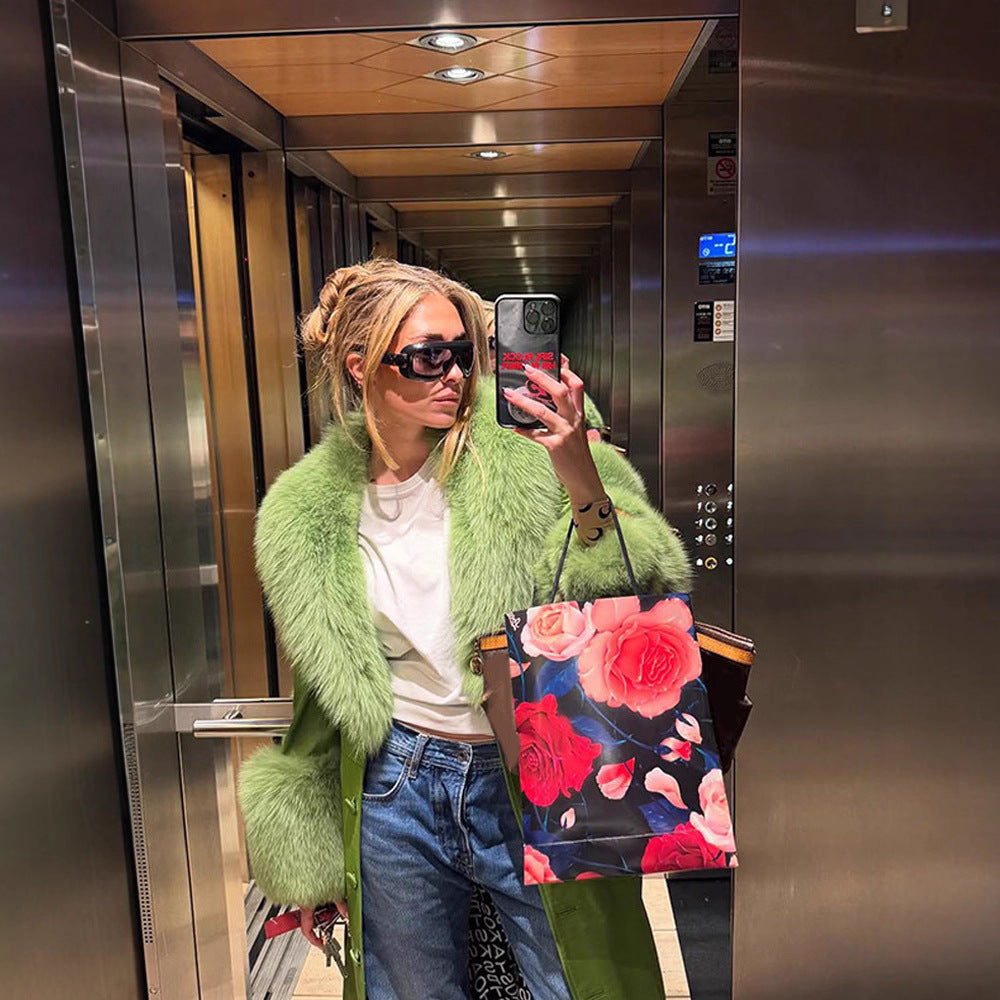 Damer Oversized Konstpälsjacka med voluminösa Ärmar Mirla-Eva Jonsson