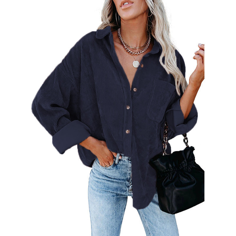 Damer Oversized Kordskjorta med tryckknappar och bröstficka Mirla-Eva Jonsson