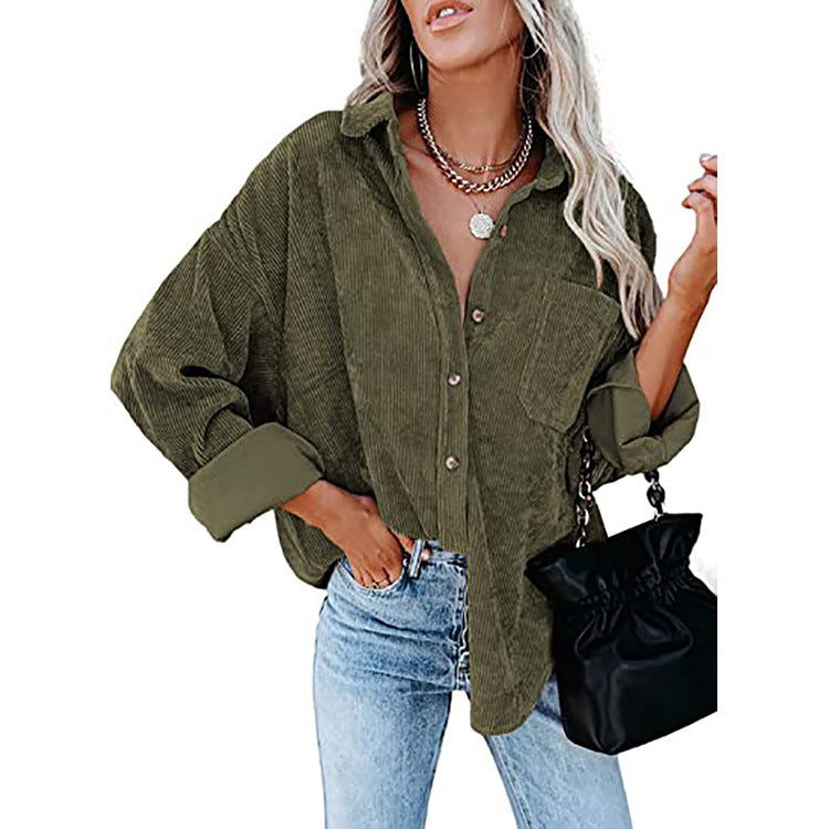 Damer Oversized Kordskjorta med tryckknappar och bröstficka Mirla-Eva Jonsson