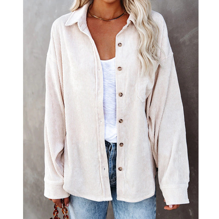 Damer Oversized Kordskjorta med tryckknappar och bröstficka Mirla-Eva Jonsson