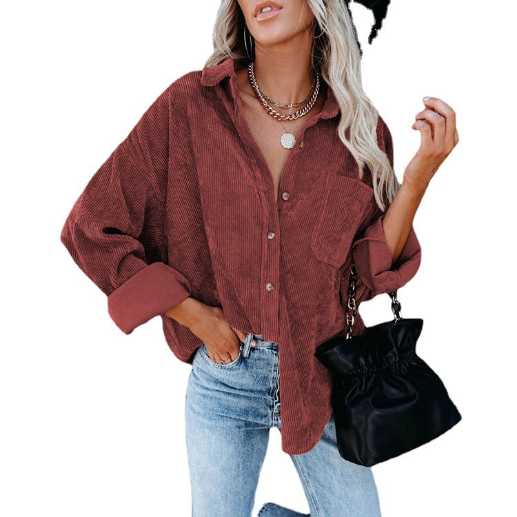 Damer Oversized Kordskjorta med tryckknappar och bröstficka Mirla-Eva Jonsson
