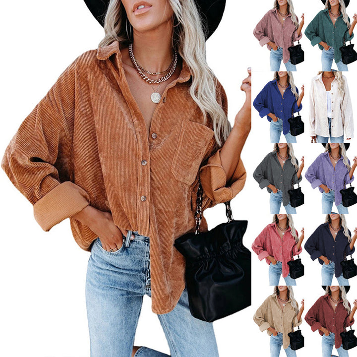 Damer Oversized Kordskjorta med tryckknappar och bröstficka Mirla-Eva Jonsson