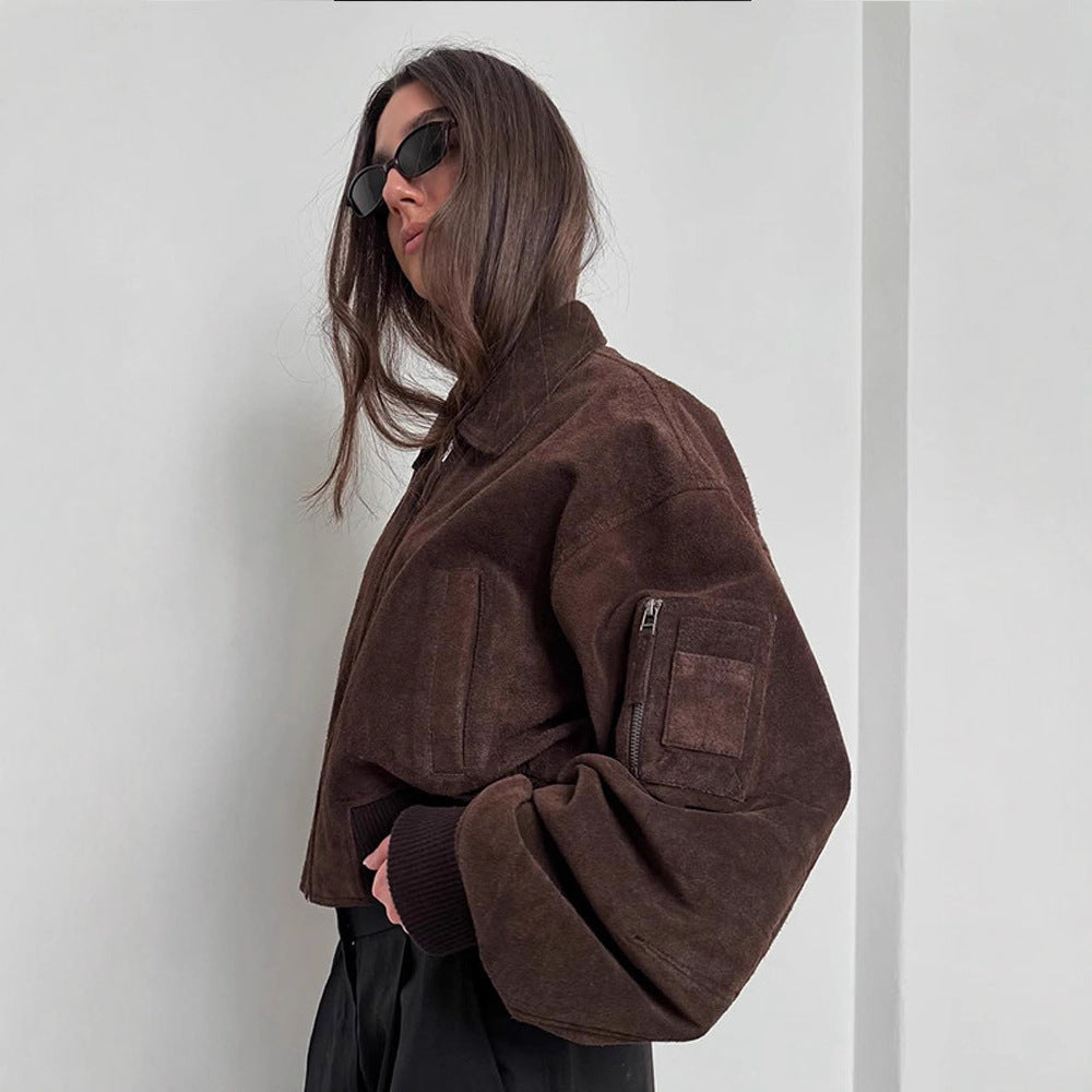 Damer Oversized Mocka Jacka med vadderade ärmar Mirla-Eva Jonsson