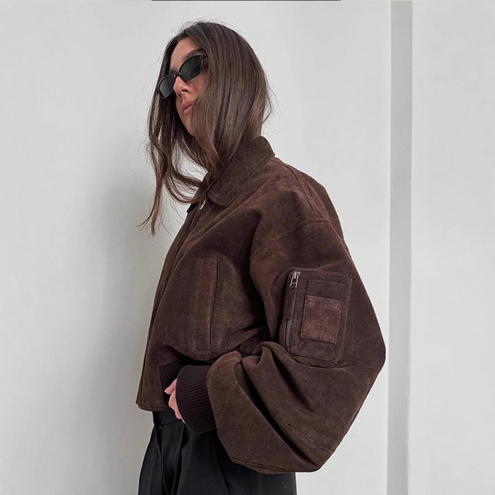 Damer Oversized Mocka Jacka med vadderade ärmar Mirla-Eva Jonsson