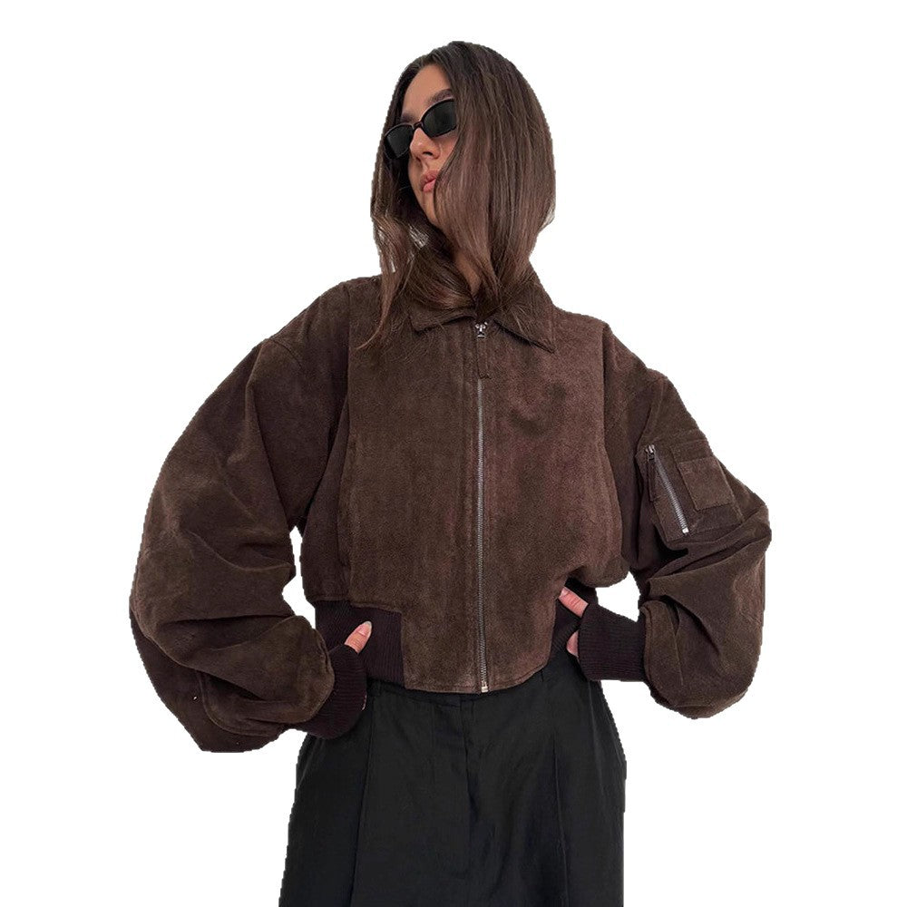 Damer Oversized Mocka Jacka med vadderade ärmar Mirla-Eva Jonsson