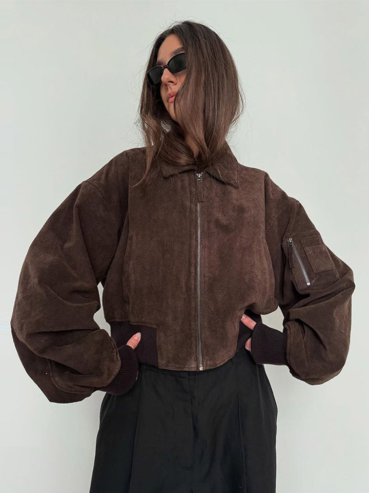 Damer Oversized Mocka Jacka med vadderade ärmar Mirla-Eva Jonsson