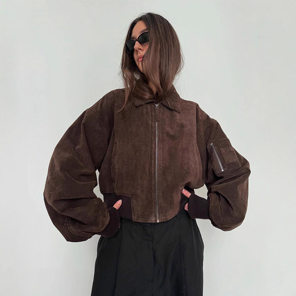 Damer Oversized Mocka Jacka med vadderade ärmar Mirla-Eva Jonsson