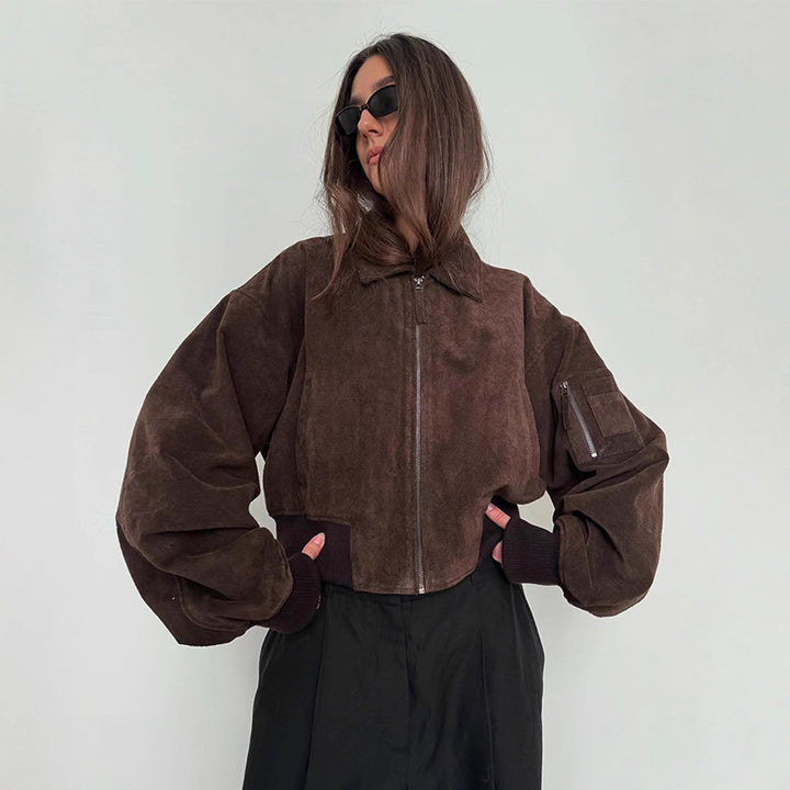 Damer Oversized Mocka Jacka med vadderade ärmar Mirla-Eva Jonsson