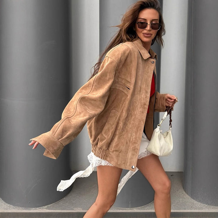 Damer Oversized Mockajacka med stora fickor och avslappnad passform Mirla-Eva Jonsson