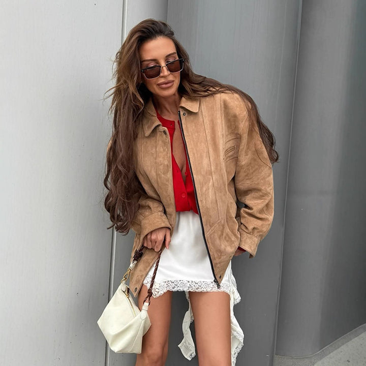 Damer Oversized Mockajacka med stora fickor och avslappnad passform Mirla-Eva Jonsson