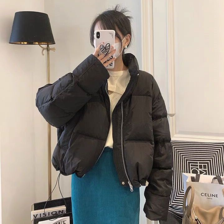 Damer Oversized Pufferjacka med elastisk nederkant och sidofickor med dragkedja Mirla-Eva Jonsson