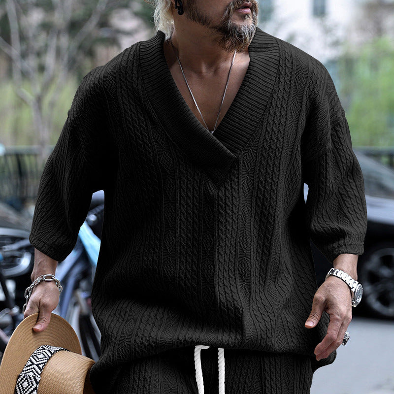 Damer Oversized Pullover med V-hals och struktur Mirla-Eva Jonsson
