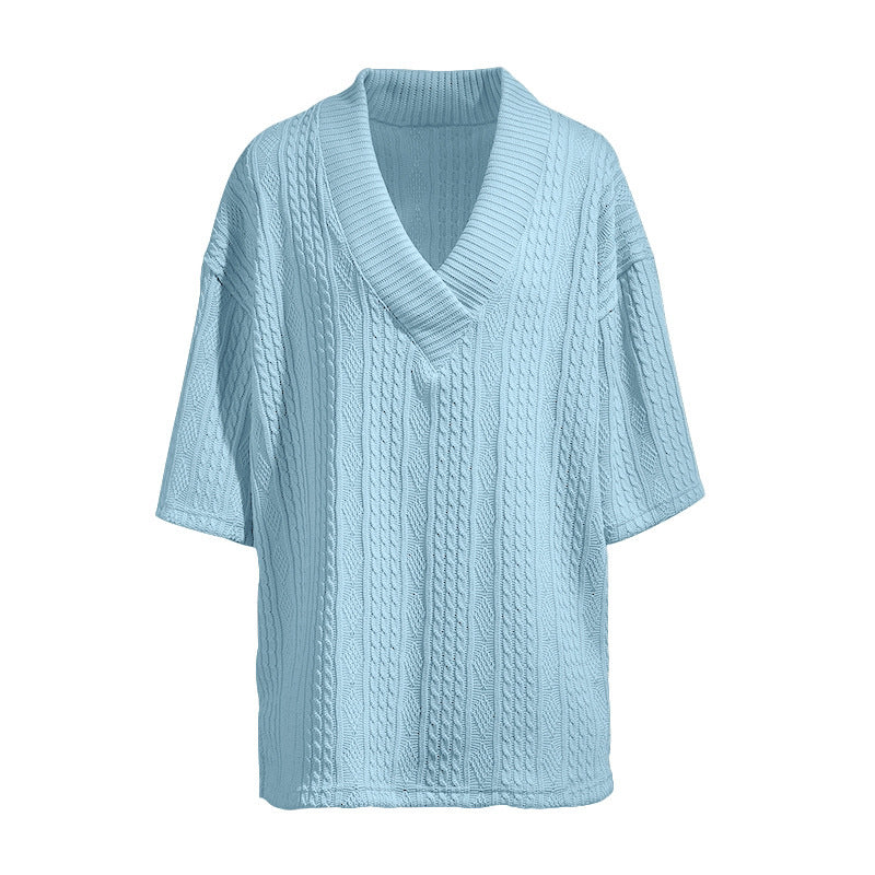 Damer Oversized Pullover med V-hals och struktur Mirla-Eva Jonsson