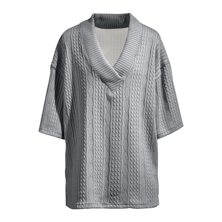 Damer Oversized Pullover med V-hals och struktur Mirla-Eva Jonsson