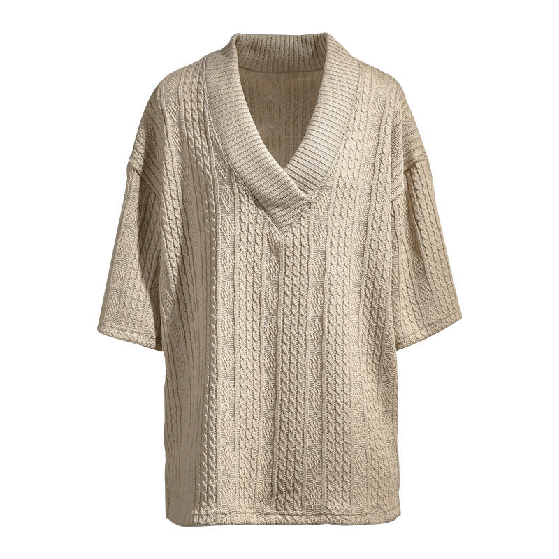 Damer Oversized Pullover med V-hals och struktur Mirla-Eva Jonsson