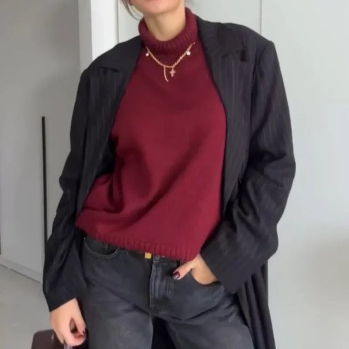 Damer Oversized Pullover med hög krage Mirla-Eva Jonsson