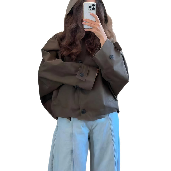 Damer Oversized Regnjacka med Huva och Modernt Snitt Mirla-Eva Jonsson