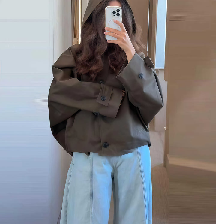 Damer Oversized Regnjacka med Huva och Modernt Snitt Mirla-Eva Jonsson