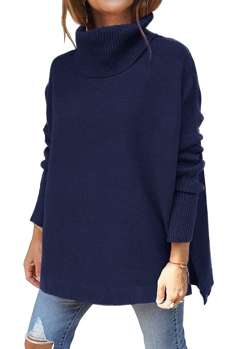 Damer Oversized Rullkrage Tröja med Strukturmönster Mirla-Eva Jonsson