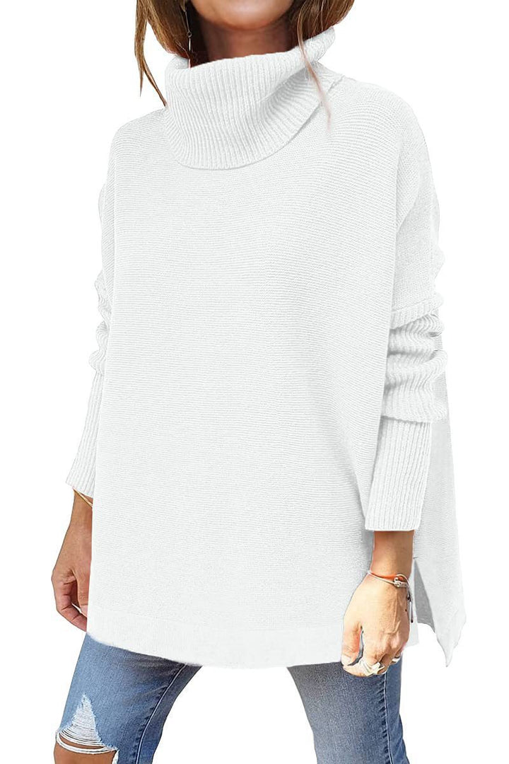 Damer Oversized Rullkrage Tröja med Strukturmönster Mirla-Eva Jonsson