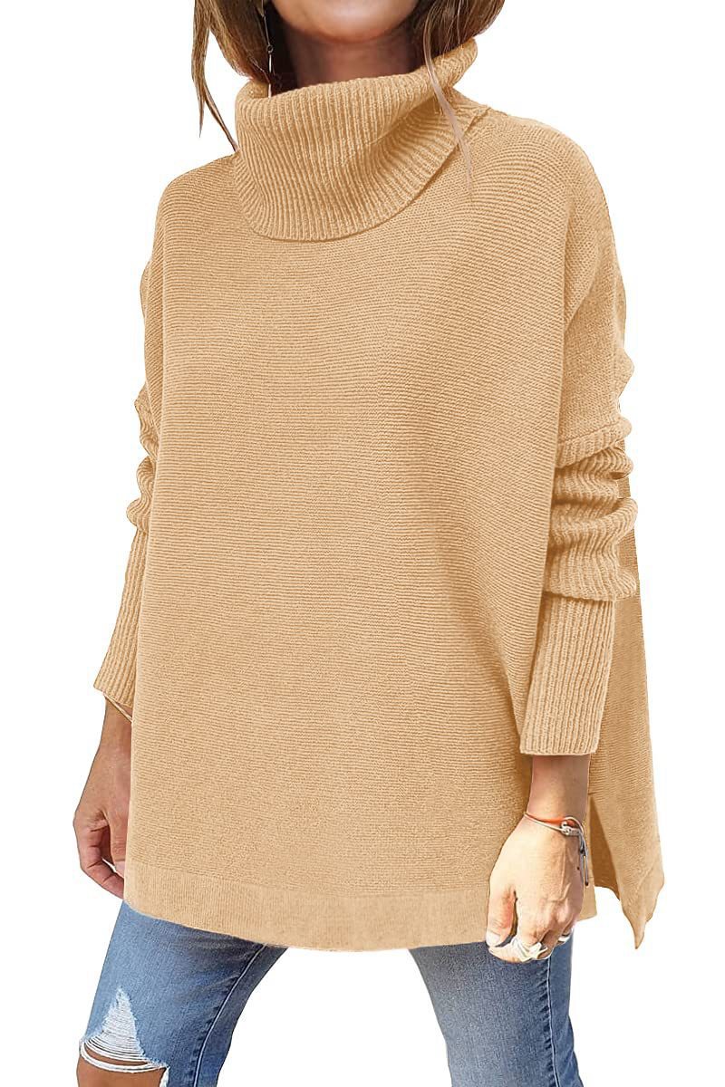 Damer Oversized Rullkrage Tröja med Strukturmönster Mirla-Eva Jonsson