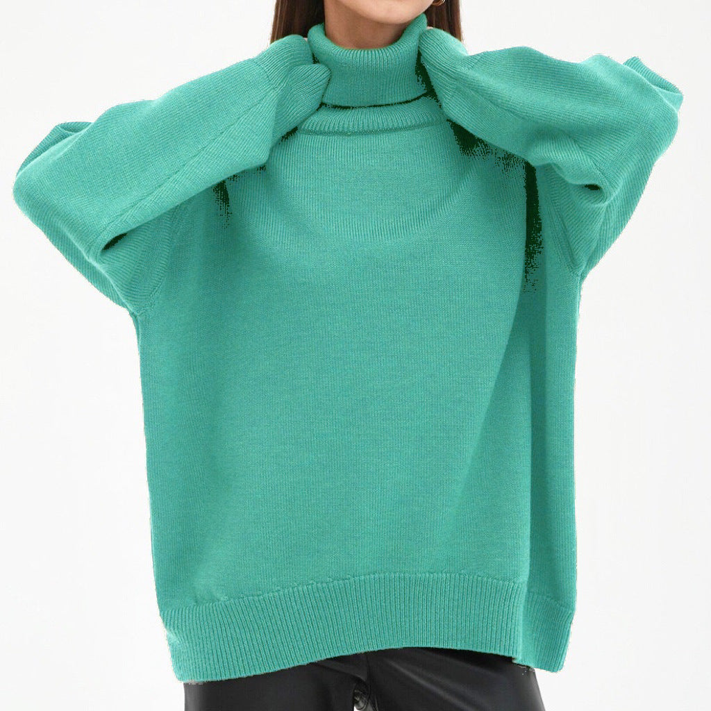 Damer Oversized Rullkragepullover med Ribbstruktur Eva Jonsson-Eva Jonsson