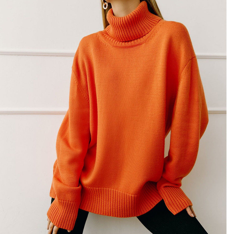 Damer Oversized Rullkragepullover med Ribbstruktur Eva Jonsson-Eva Jonsson