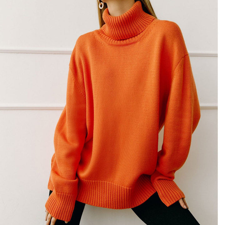 Damer Oversized Rullkragepullover med Ribbstruktur Eva Jonsson-Eva Jonsson