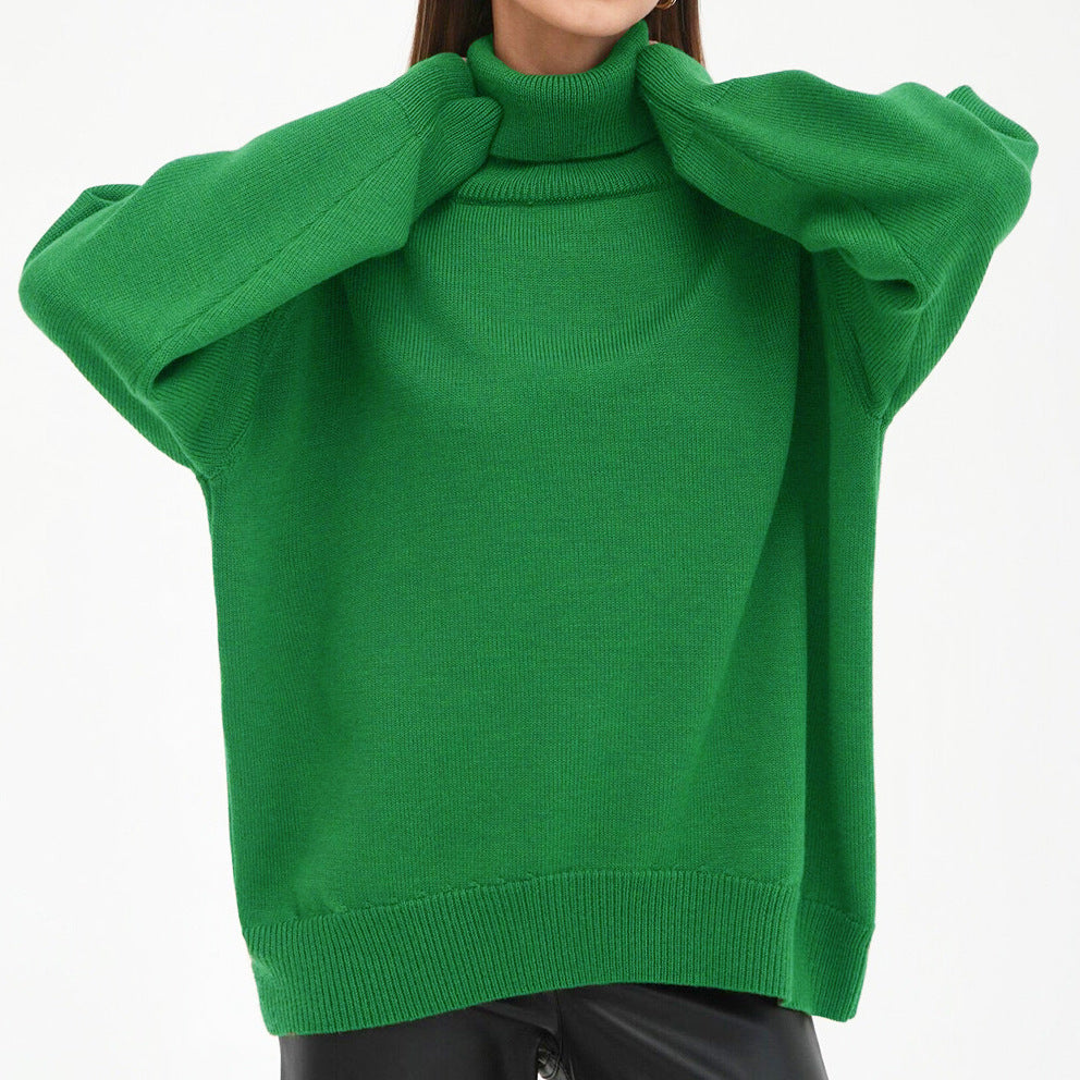 Damer Oversized Rullkragepullover med Ribbstruktur Eva Jonsson-Eva Jonsson