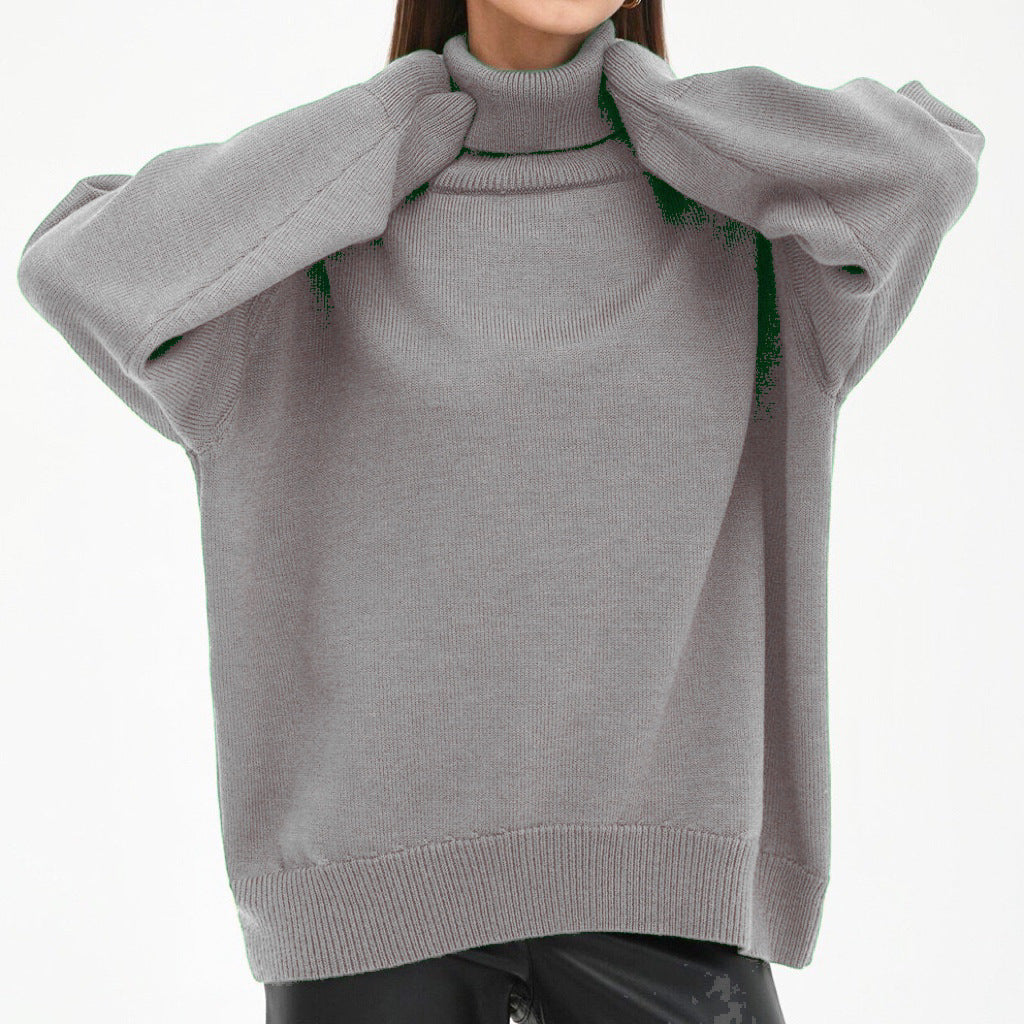Damer Oversized Rullkragepullover med Ribbstruktur Eva Jonsson-Eva Jonsson