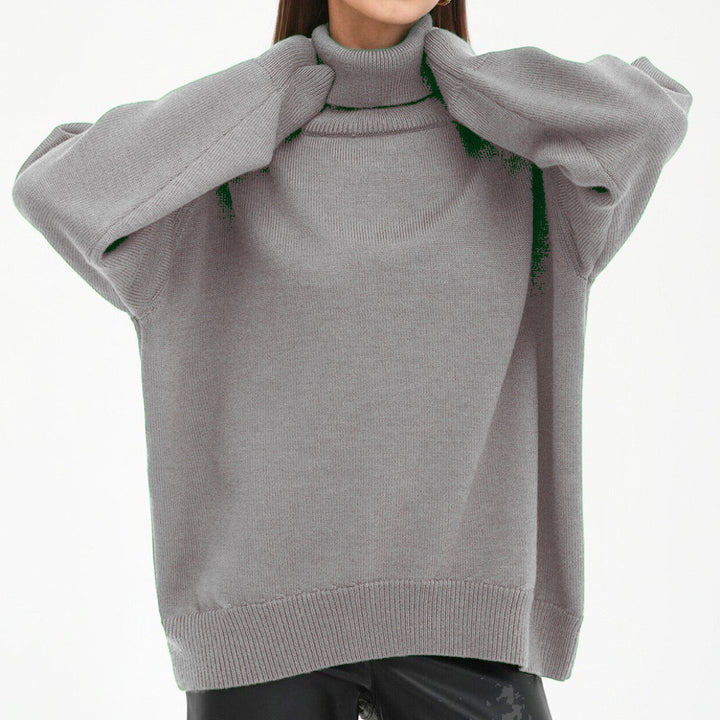 Damer Oversized Rullkragepullover med Ribbstruktur Eva Jonsson-Eva Jonsson