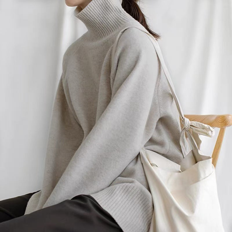 Damer Oversized Rullkragepullover med Ribbstruktur Eva Jonsson-Eva Jonsson