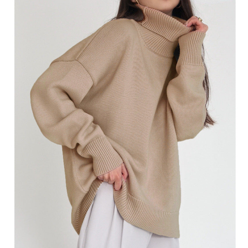 Damer Oversized Rullkragepullover med Ribbstruktur Eva Jonsson-Eva Jonsson
