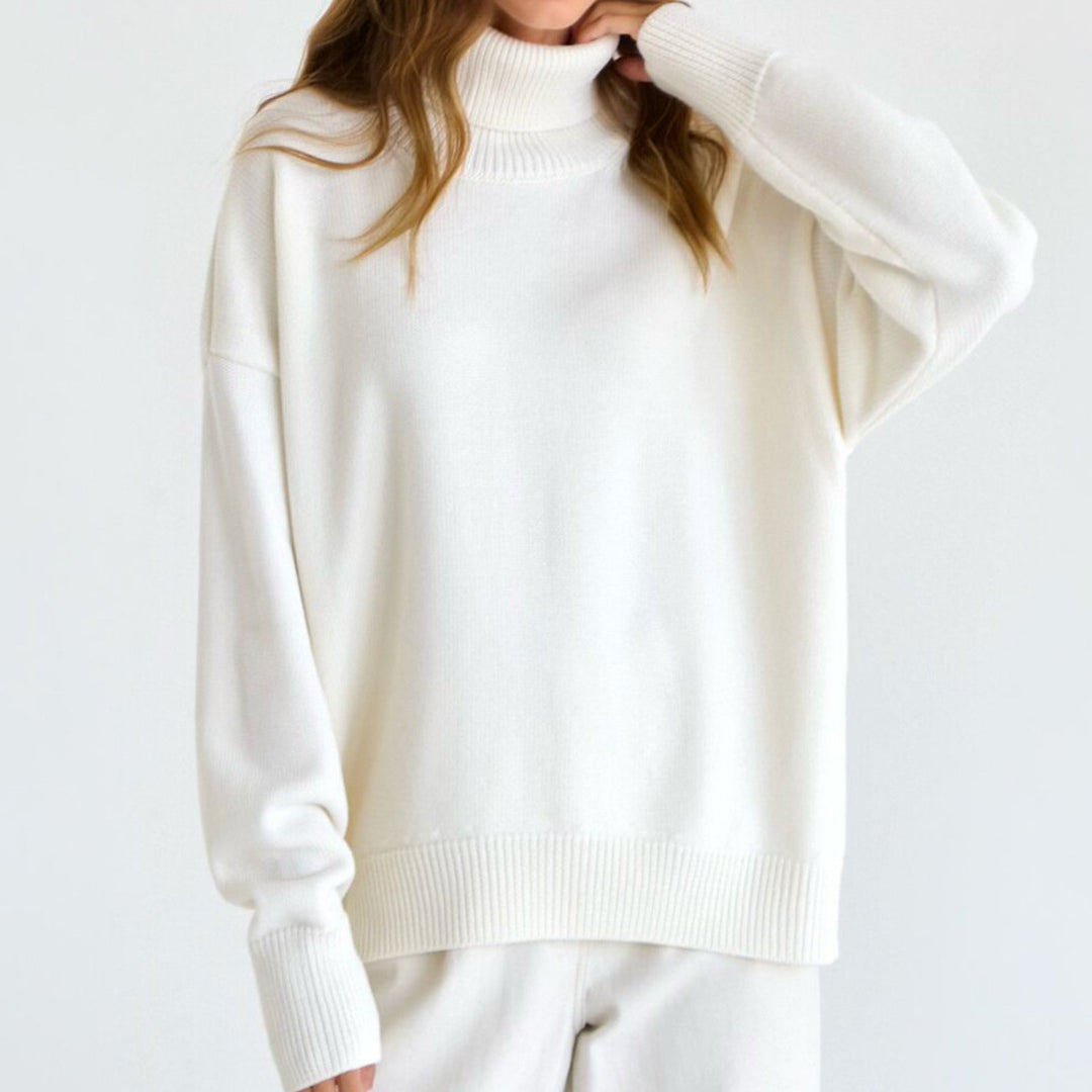 Damer Oversized Rullkragepullover med Ribbstruktur Eva Jonsson-Eva Jonsson