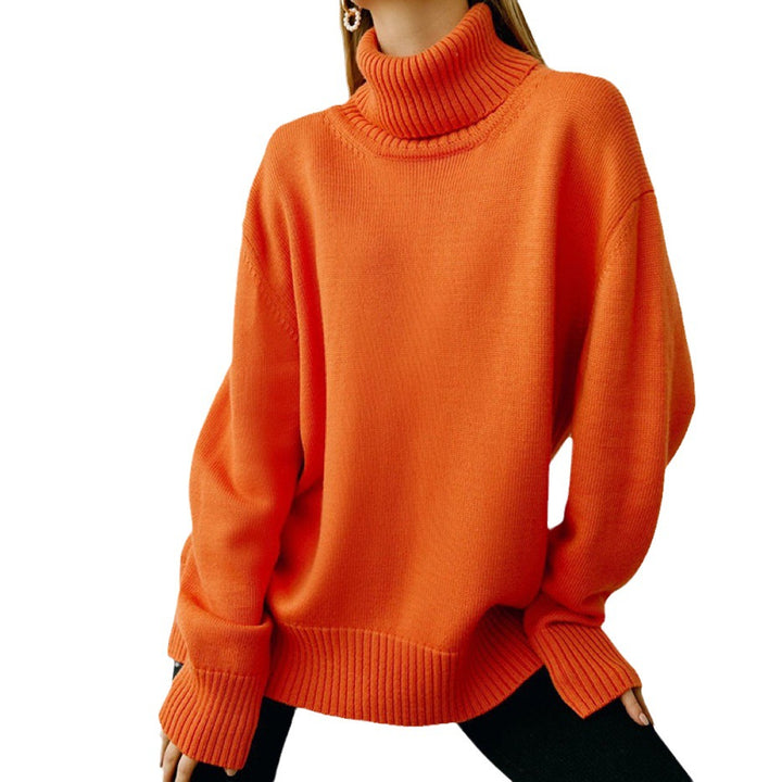 Damer Oversized Rullkragepullover med Ribbstruktur Eva Jonsson-Eva Jonsson