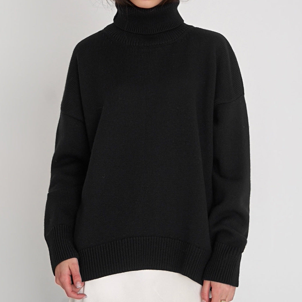 Damer Oversized Rullkragepullover med Ribbstruktur Eva Jonsson-Eva Jonsson