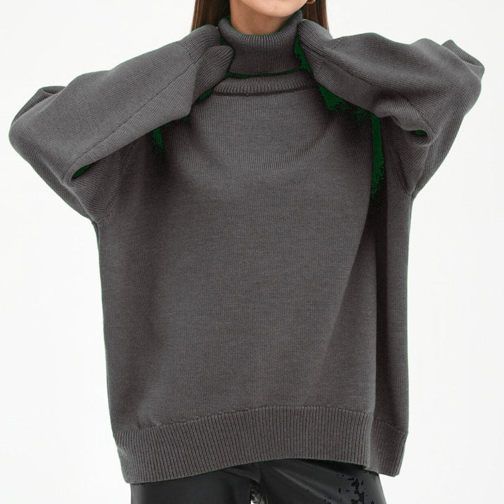 Damer Oversized Rullkragepullover med Ribbstruktur Eva Jonsson-Eva Jonsson