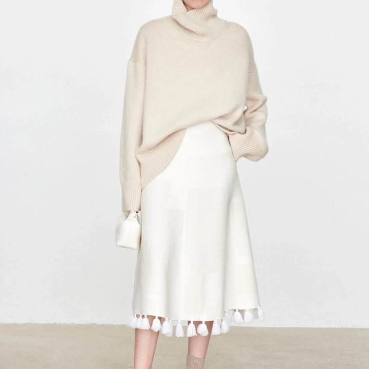 Damer Oversized Rullkragepullover med Ribbstruktur Eva Jonsson-Eva Jonsson