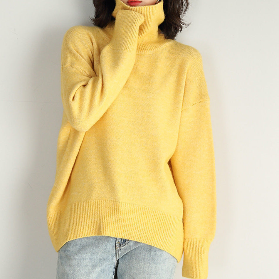 Damer Oversized Rullkragepullover med Ribbstruktur Eva Jonsson-Eva Jonsson