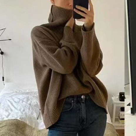 Damer Oversized Rullkragepullover med Ribbstruktur Eva Jonsson-Eva Jonsson
